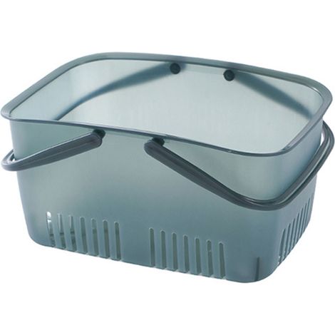 Panier organisateur de salle de bain avec poignée Portable, fond creux polyvalent, bac de douche de grande capacité (1/5)