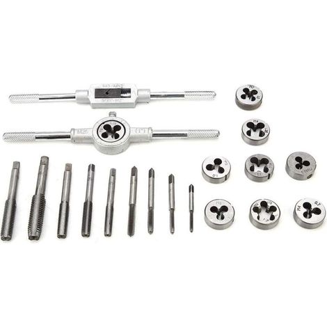 20 PCS Outil Pour Tarauder, tarauds et filières, Filetage Extracteurs de Vis, M3-M12 en Acier, avec Étui de Rangement (1/5)