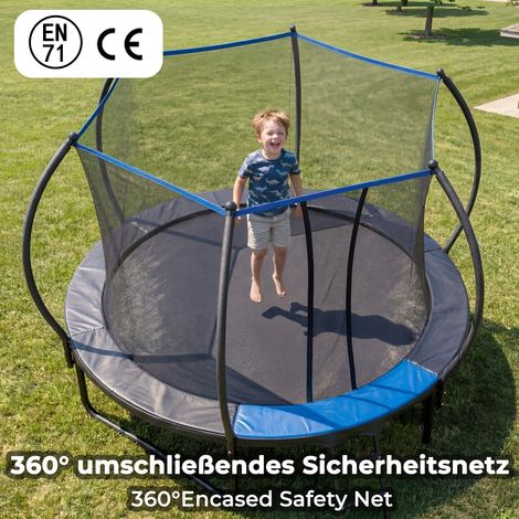 Trampoline rond 305 cm avec filet de sécurité et échelle, certifié EN 71-14 et CE, pour jardin, enfants et adolescents, usage extérieur. (1/5)