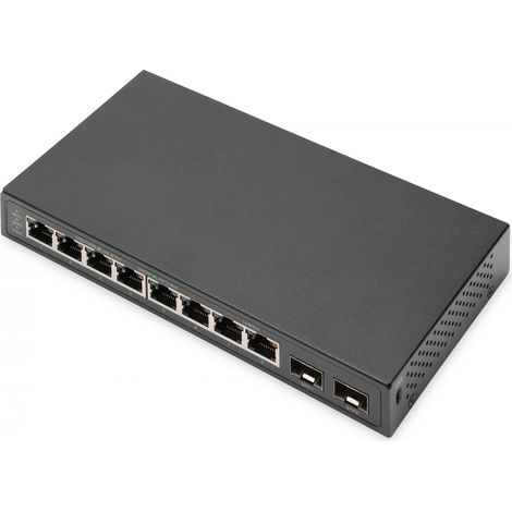 DIGITUS Commutateur 8 Ports + 2 SFP GbE 8 x 10/100/1000 Mbit/s + 2 Ports SFP Uplink