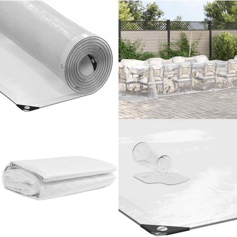Lona transparente con ojales polietileno 3x12 m - Cubierta impermeable - Protección contra lluvia
