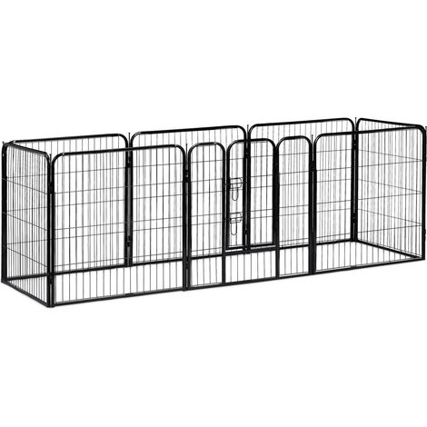 Pratico recinto modulare per cuccioli 60,5 x 76,5 x 235 cm in acciaio nero 130005491