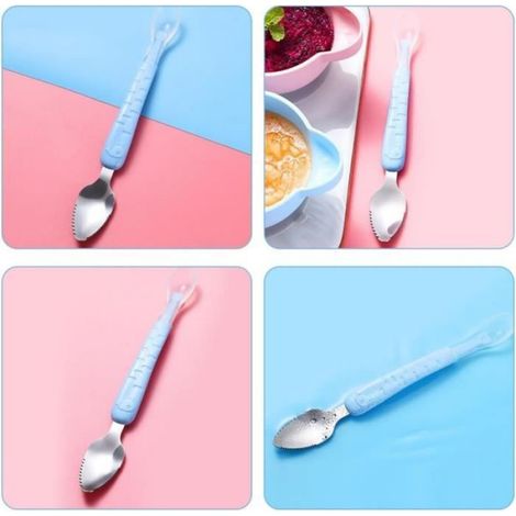 2Pcs Cuillère À Nourriture En Silicone À Double Tête Pour Cuillères À Boue Pour Grattage De Fruits Cuillère D'alimentation Douce (1/4)