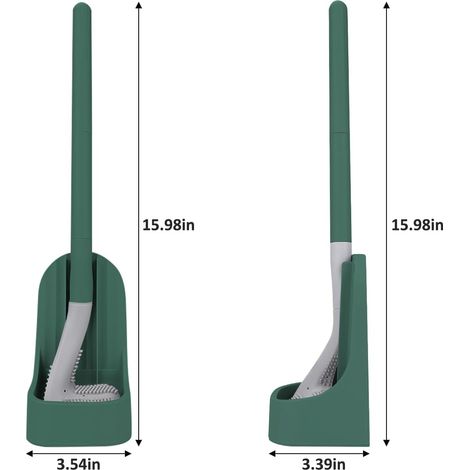2 Piece Silicone Toilet Brush Set, Golf Head Design, Long Handle, Flexible, 360° Deep Cleaning, Wall Mounted with Removable Anti-Leak Base, Soft Bristles for Cleaning Bathrooms, Toilet,Green (1/5)