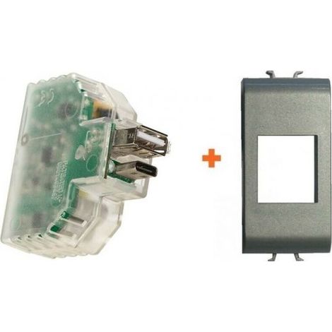 Fanton caricatore USB A+C compatibile Gewiss Chorus Titanio Grigia - 82893-GC
