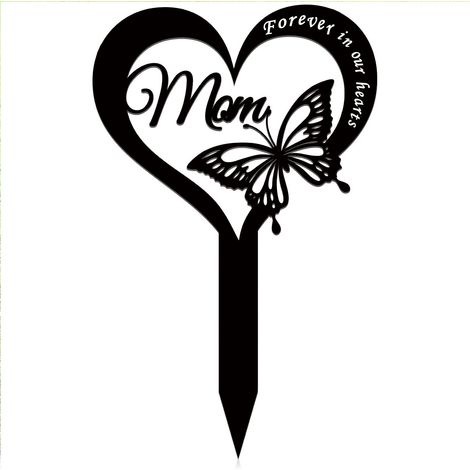Plaque Métal Cœur Mémorial Cimetière Maman Décor Funéraire Personnalisable Kit 2 Pièces (1/5)