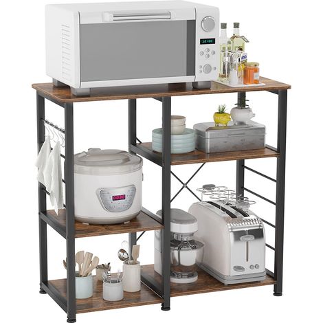 Soges Küchenregal Aufbewahrungsregal Kücheninsel Küchenofen Küchenschrank Bäckerregal Aufbewahrungswagen Organizer Multifunktionales Lagerregal 90 x 40 x 83 cm (1/5)