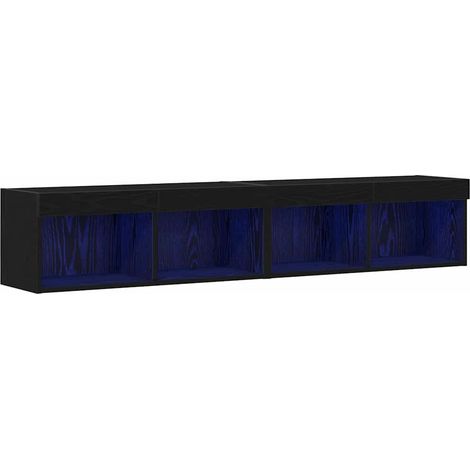 Maison Exclusive - Set mobile TV con led 2 pcs Rovere nero 80 x 30 x 30 cm