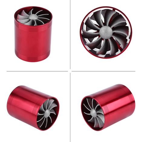 Turbocompresseur d'admission automobile en aluminium, turbocompresseur à double ventilateur, économiseur de carburant, turbo rouge. (1/5)
