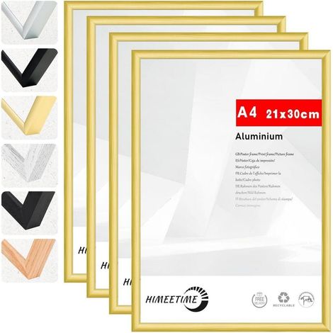 Bilderrahmen A4 21x30 cm Metallrahmen Alu  Gold A4(21x29,7cm) 4x (1/5)
