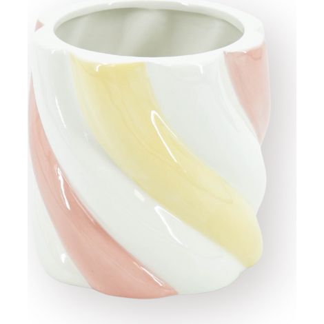 Pot de Fleurs Design Marshmellow Cache-pot Décoratif Rose et Jaune 12,5 x 12,5 x 13 cm - PANGIVO (1/4)