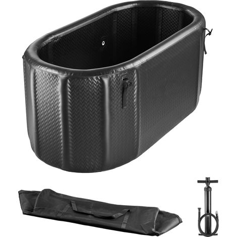 Mophorn Vasca da Bagno Gonfiabile di Ghiaccio Portatile 1500x800x760mm Nero, Coperchio Isolante per Acqua Fredda Capacità 817L, Ideale per Recupero Sportivo, Porta Ingresso G1/2 pollice (1/5)