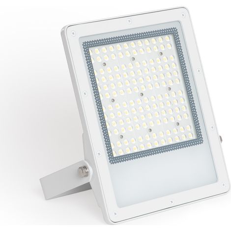 LED- Fluter 100W Dimmbar 0-10V 170 lm/W IP65 ELEGANCE Slim PRO Weiss 4000K Asymmetrisch 120ºx50º Neutralweiß