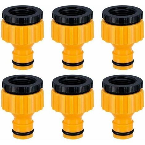 Kunststoff-Gartenarmatur-Anschlussstück mit 3/4"- und 1/2"-BSP-Gewinde, 2-in-1-Schraubanschluss, 6er-Pack