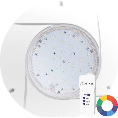 Projecteur LED plat 16W RGB pour éclairage piscine – 90 LED – Télécommande incluse – IP68 – 600 lumens – Durée de vie 15 000 h – Seamaid
