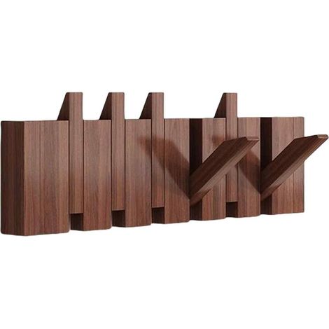Porte-Manteau Mural - Bois Naturel - Design Touches de Piano - Pour Entrée Couloir Bureau - 1 Pièce