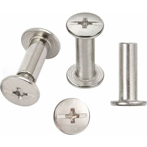 30 Sets Chicago Reliure Vis, reliure à vis de reliure nickelée 5 mm x 15 mm, ton argent (1/4)