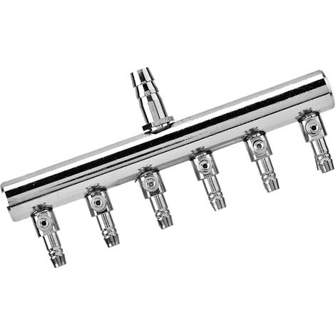 Vanne de régulation de débit d'air pour aquarium en acier inoxydable, raccord 8 mm vers 4 mm (6 voies) (1/5)