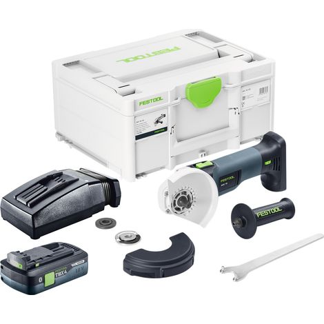 Smerigliatrice angolare a batteria Festool AGC 18-125 EB-Basic 18 V 125 mm brushless + 1x batteria ricaricabile 4,0 Ah + caricatore rapido + systainer