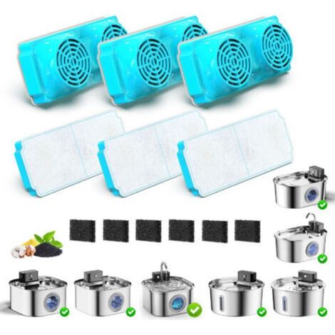 12er-Pack Katzenbrunnenfilter: Katzenbrunnenfilter für 3,2-Liter-Edelstahlbrunnen – Mehrfachfiltration (6 Kohlefilter + 6 Schaumstofffilter) (1/4)