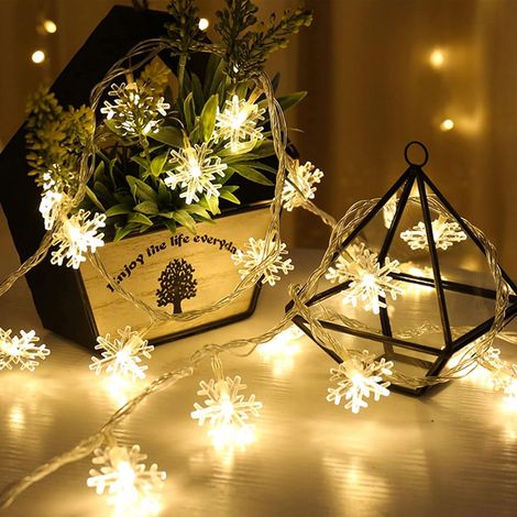 Guirlande Lumineuse Flocon De Neige - 6 M - 40 Led - Fonctionne Sur Piles - Blanc Chaud - Décoration Intérieure Extérieure (1/5)