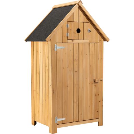 Wiltec Gartenhaus schmal aus Fichtenholz mit Bitumendach 770x540x1370mm für Garten, Terrasse & Balkon Gerätehaus Geräteschuppen Holzhaus Werkzeugschrank