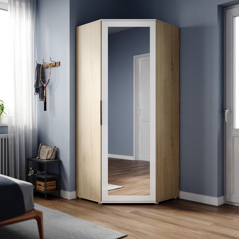 ELEGANT 1860 x 800 x 800 mm Corner Wardrobes Large Storage Bedroom Closets Highly Functional Furniture with, Mirror Single Door