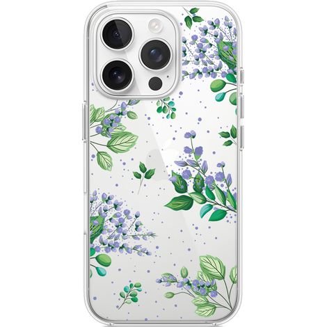iPhone 13 Pro Max Hülle, transparent, flexibles Silikon, lila Blumen (1/5)