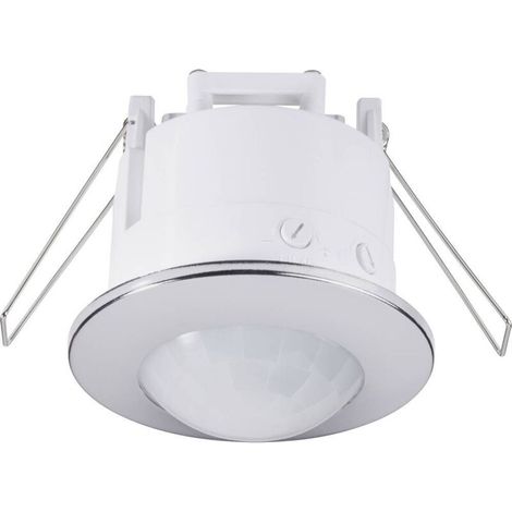 Détecteur de mouvement PIR 1289331 encastré plafond – Portée 6m – Angle 360° – IP20 – Relais chrome pour intérieur – (1/5)