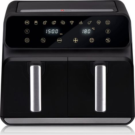Double Air Fryer Friggitrice Aria Calda Doppio Cestello 8L Display Digitale 1700W Sync Finish Nero (1/4)