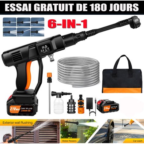 Dayplus – Nettoyeur haute pression électrique 180 bars – Moteur 2000 PSI – Débit 270L/H – Autonomie 45 min – Buse multifonction 6-en-1 (1/4)