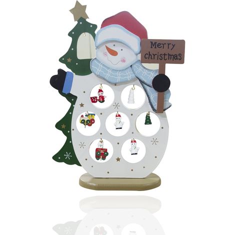743573 Muñeco de nieve Decoración navideña 11 acces. para montar base de madera