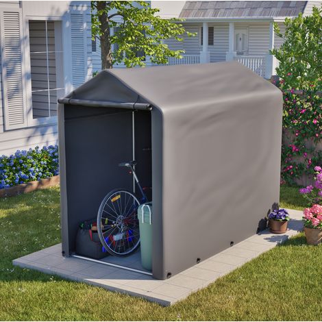 Fahrradgarage 187 x 100 x 160 cm mit verzinktem Stahlrohr und 170 g/m² PE-Plane, dunkelgrau HAVRYA (1/5)