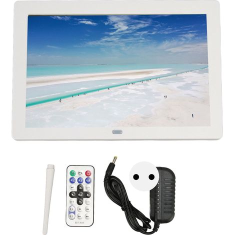 Cadre photo numérique 8 pouces 1280x800 écran HD IPS, affichage rotatif, ports USB et carte mémoire, cadre photo numérique 100-240V blanc prise UE. (1/5)