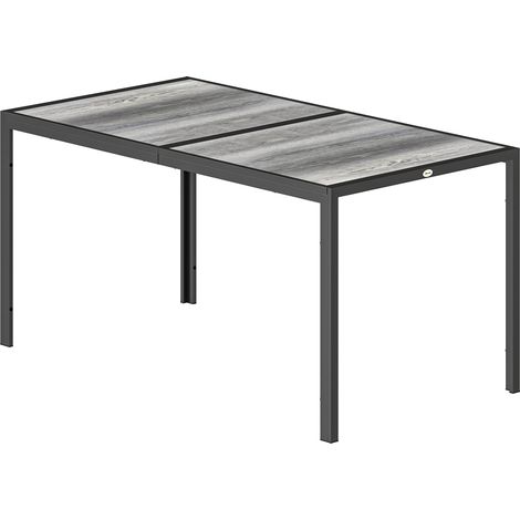 Gartentisch für 4–6 Personen, Esstisch für den Außenbereich mit Tischplatte in Holzoptik, 150 x 80 x 74 cm, grau