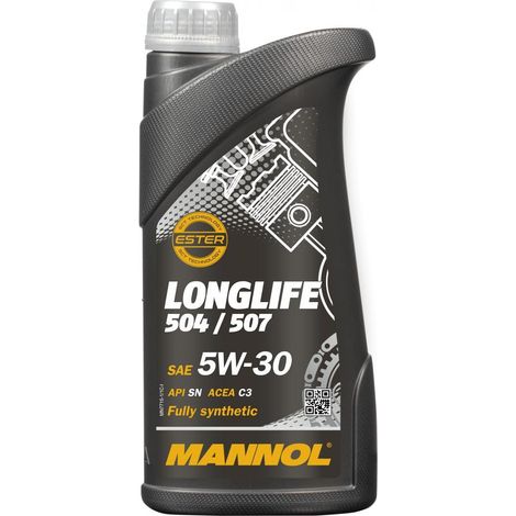 Huile moteur MANNOL 5W30 LONGLIFE 504/507 OEM pour VW, AU 1 LITRE (7715) (SYNTHÉTIQUE)