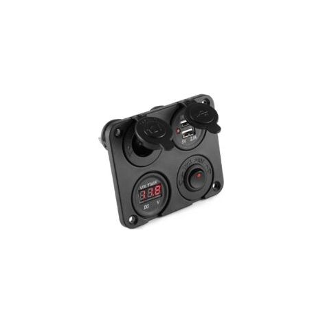 DC 12V-24V Auto-Boot Doppelsteckdose USB-Ladegerät Voltmeter Schalterpanel - Crezuo