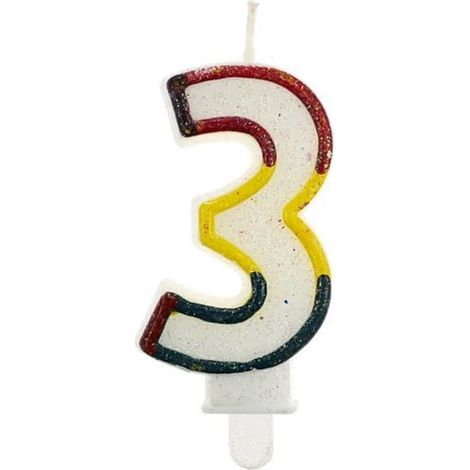 Geburtstagskerze Nummer „3“ – Regenbogen mit Rand (1/2)