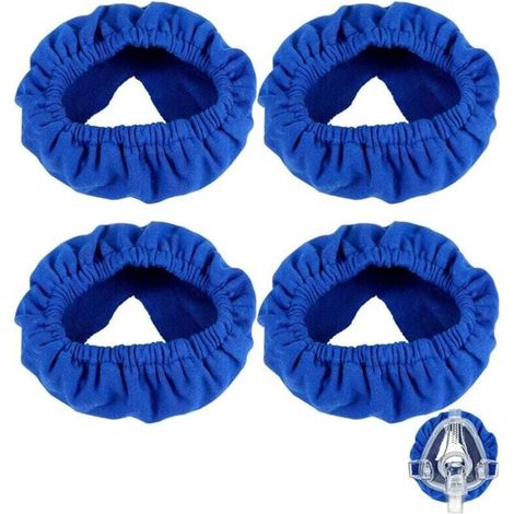 4 Pièces Housses de Masque Doux pour Masques Complets Élastiques Anti Marques Rouges Visage Bleu (1/4)