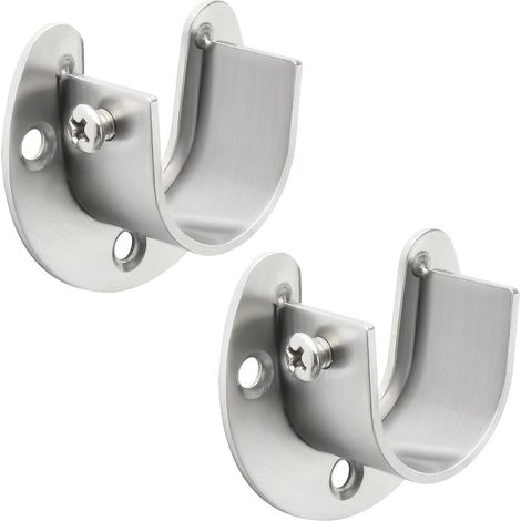 2 i Titolari di asta in acciaio inox, fissaggio a 3 fori, a vite anti-rotazione, diametro 25-28mm, per spogliatoio bagno (1/5)