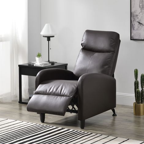 [En.Casa] – Fauteuil relaxant inclinable en similicuir marron – Repose-pieds intégré – Hauteur 102 cm – Largeur 60 cm – Profondeur 92 cm (1/5)