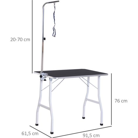 Mesa de peluquería para mascotas PawHut, mesa de recorte de pelo para mascotas, mesa de corte de pelo para perros con asas, mesa de peluquería para perros para baño en casa, secado y corte de pelo, al