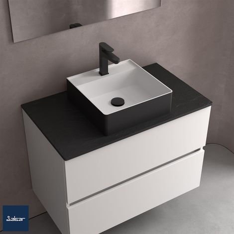 Lavabo à poser TALEA sans siphon ni bonde clic SURFACE SOLIDE Noir 360 x 115 x 360 mm (1/4)