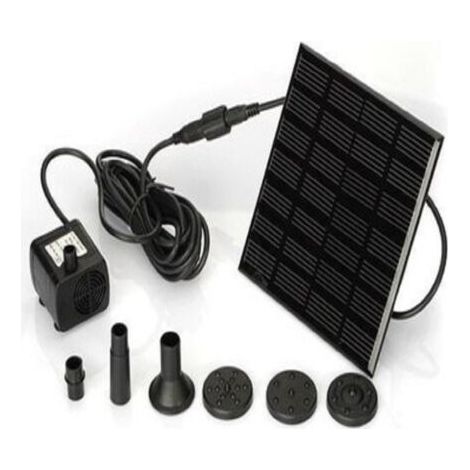 7V 1.2W Pompe Solaire Pour Fontaine, Pompe à Eau Solaire avec 6 Buses Kit de Fontaine Submersible sans Brosse，11x11cm，Longueur de ligne 3m