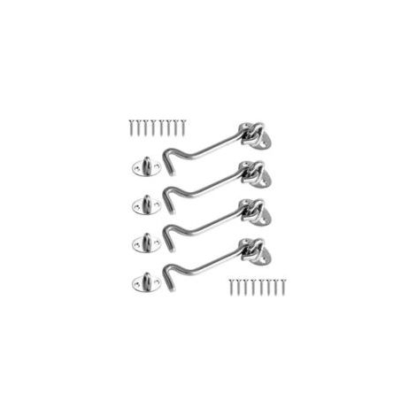 Set da 4 pezzi comprendente un chiavistello e un gancio per porta, chiavistello in acciaio inox da 10 cm, adatto per porte scorrevoli, porte del bagno, finestre e porte scorrevoli - Crezuo