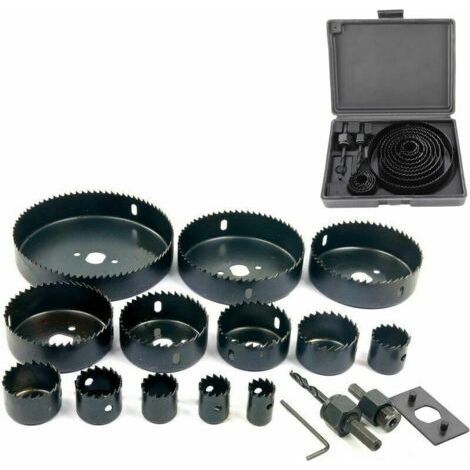 16 pieces Construction Hole Saw Set 19-127 mm for Wood, Metals, Plaster, (1/4)