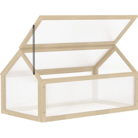 Mini Invernadero di Legno 90 x 52 x 49,5 cm con Copertura Trasparente (1/5)