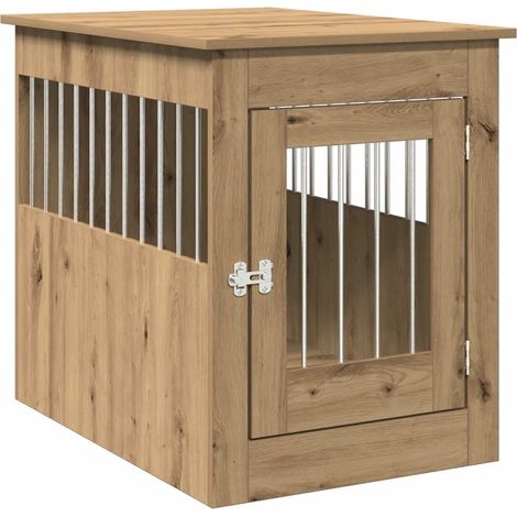Meuble de cage pour chiens chêne artisanal 55x80x68 cm (1/5)