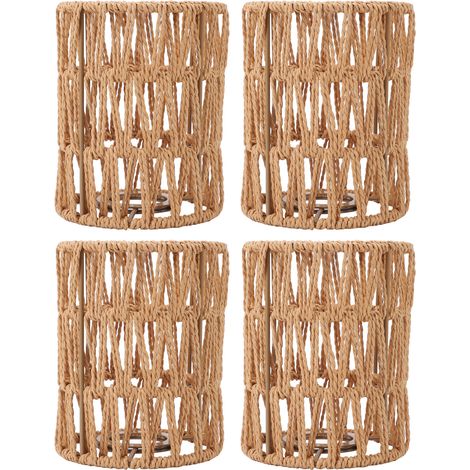 Eosnow 4 Stück Lampenschirm Retro-Imitation Rattan Bohemian-Stil Handgewebter Lampenschirm für Stehlampen Kronleuchter Tischwand