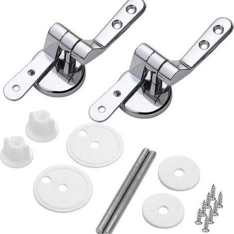 Bisagra para asiento de inodoro, 1 par (2 piezas), Bisagras para asiento de WC, aleación de zinc, juego de repuestos para accesorios universales (1/5)